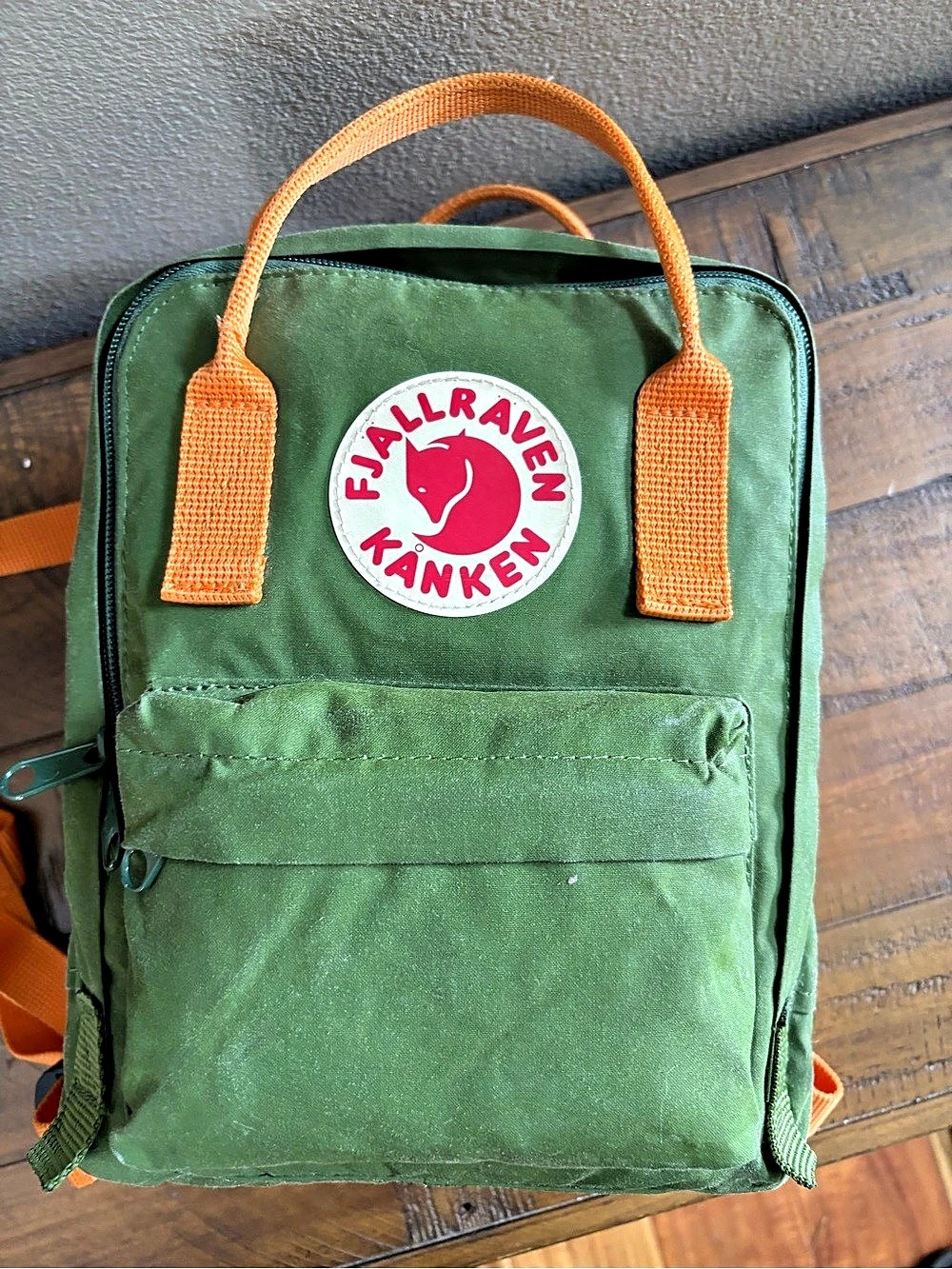 Fjallraven Kanken Mini Backpack Green & Orange